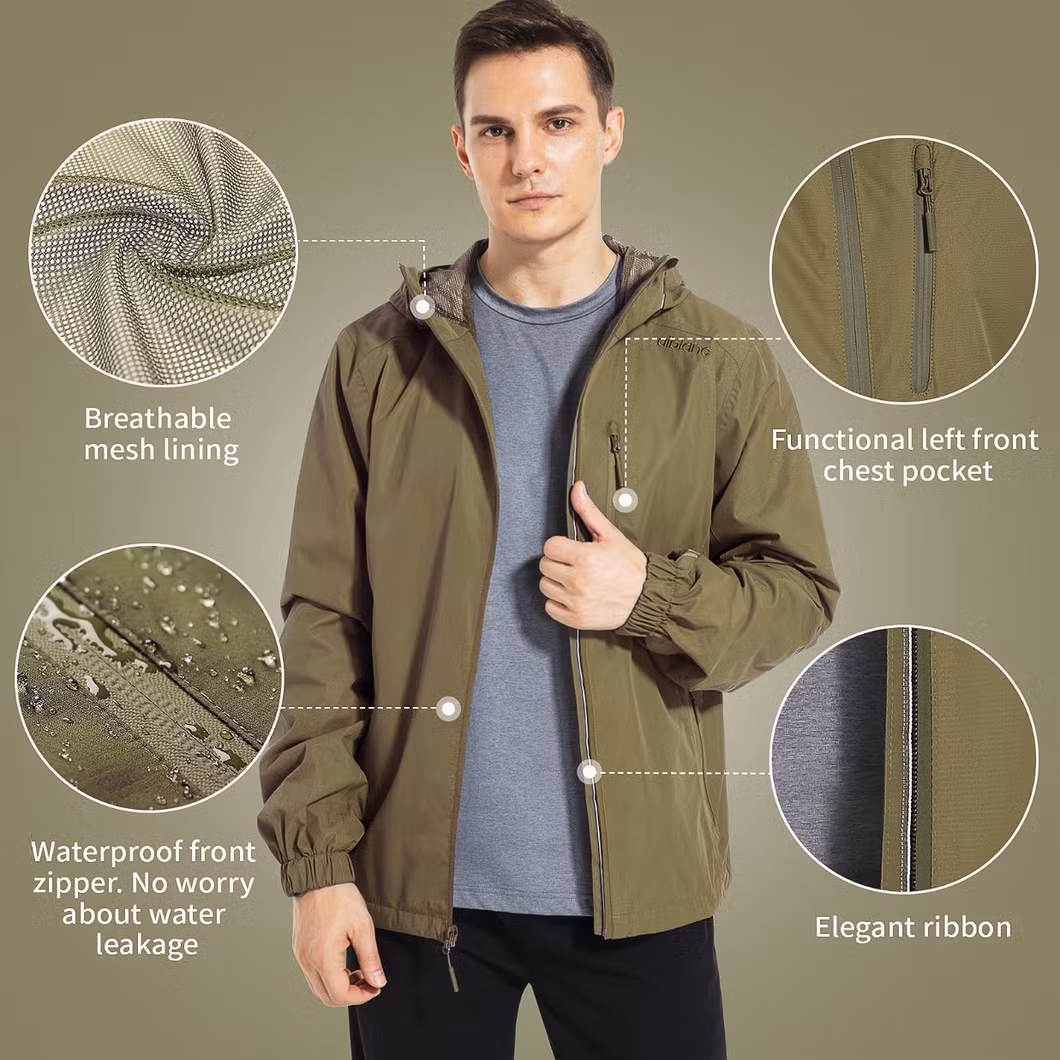 fashion Men&prime;s Jackets Waterproof Windbreaker Jacket Rain Coat Camping Hiking Sports Spring Jacket for Men