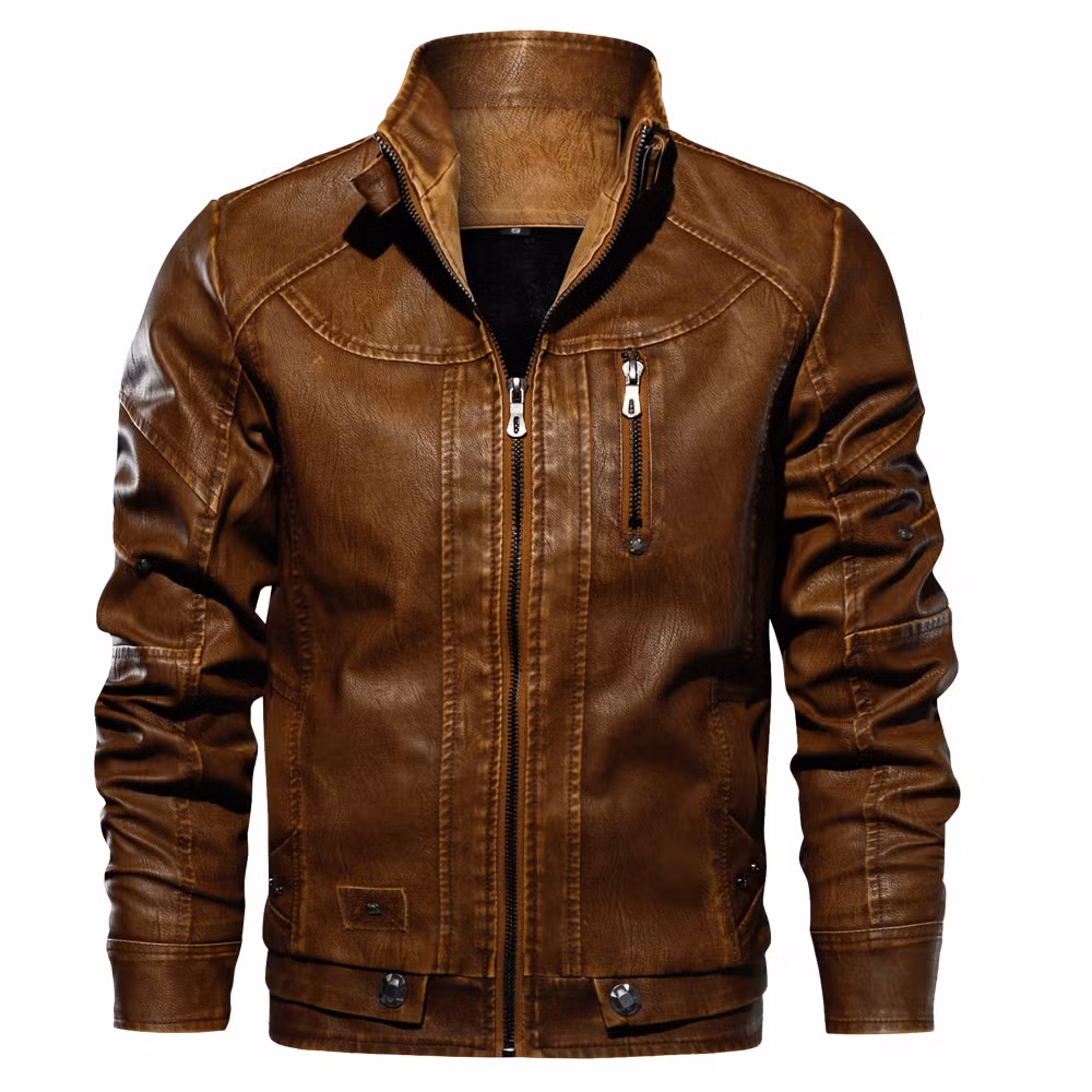 Asiapo China Factory Men&prime;s Biker Motorcycle Street Classic Bomber PU Leather Jacket