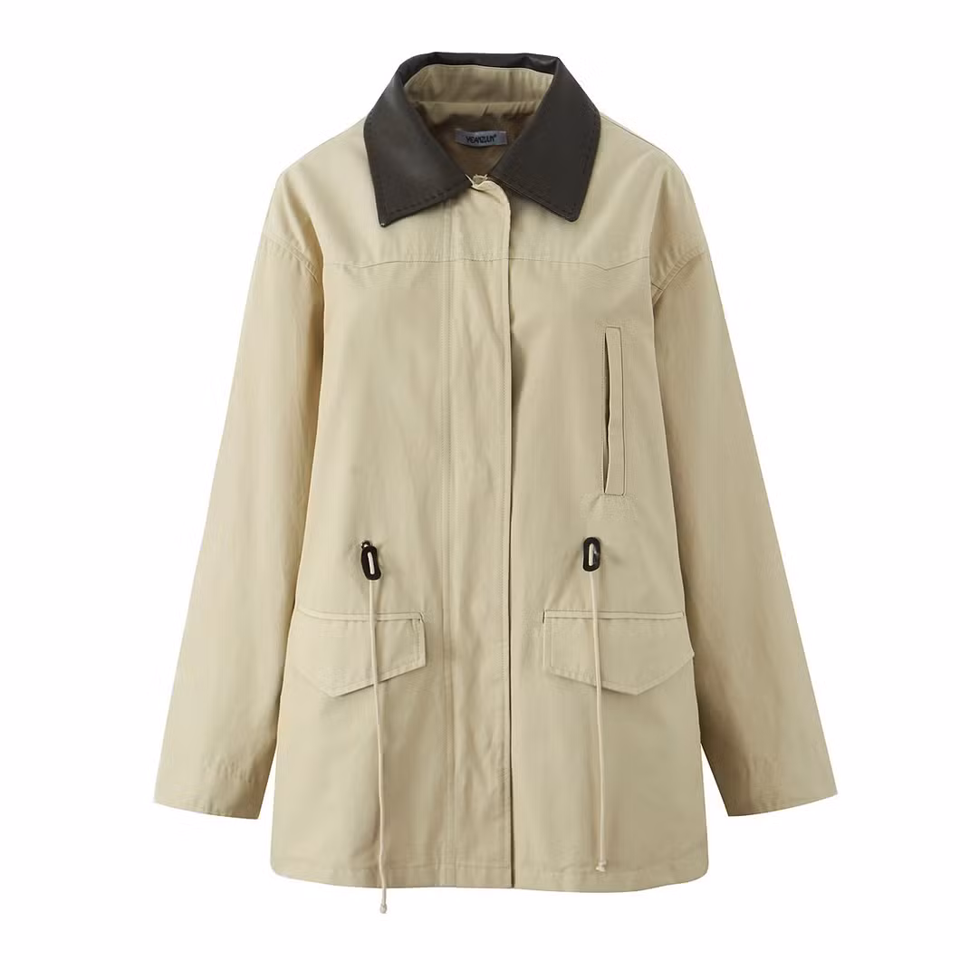 Fashionable Workwear Style Long-Sleeved Waist Windbreaker Jacket Top 2025 Spring and Autumn New Arrivals