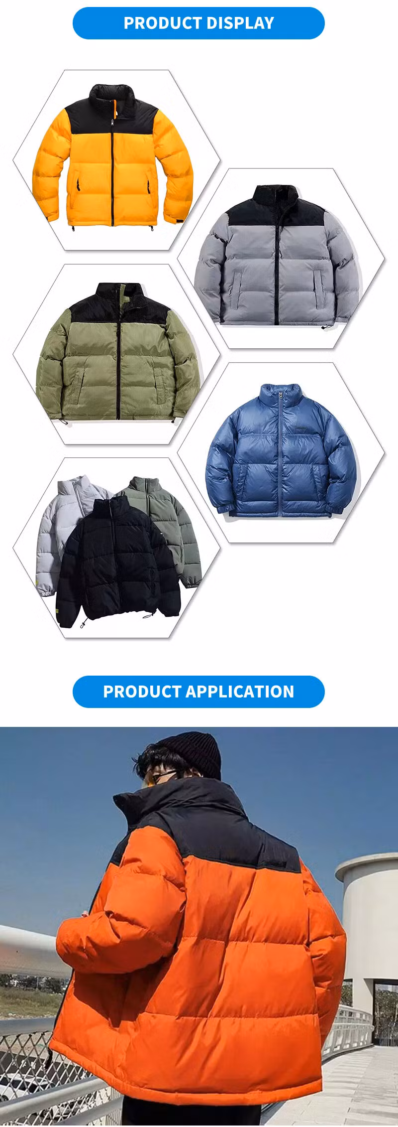 Custom Logo Wholesale Men Winter Black Down Jacket Fitness Wear Bomber Puffer Jacket