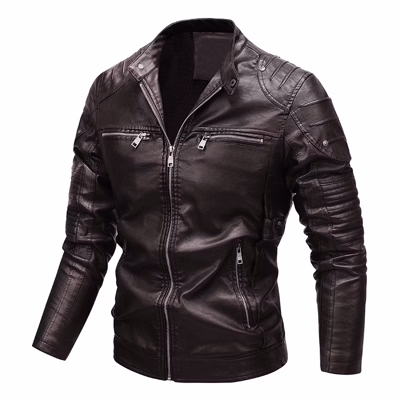 Fashion Design Vintage Red Color PU Leather Jacket Motorcycle for Men Windbreaker