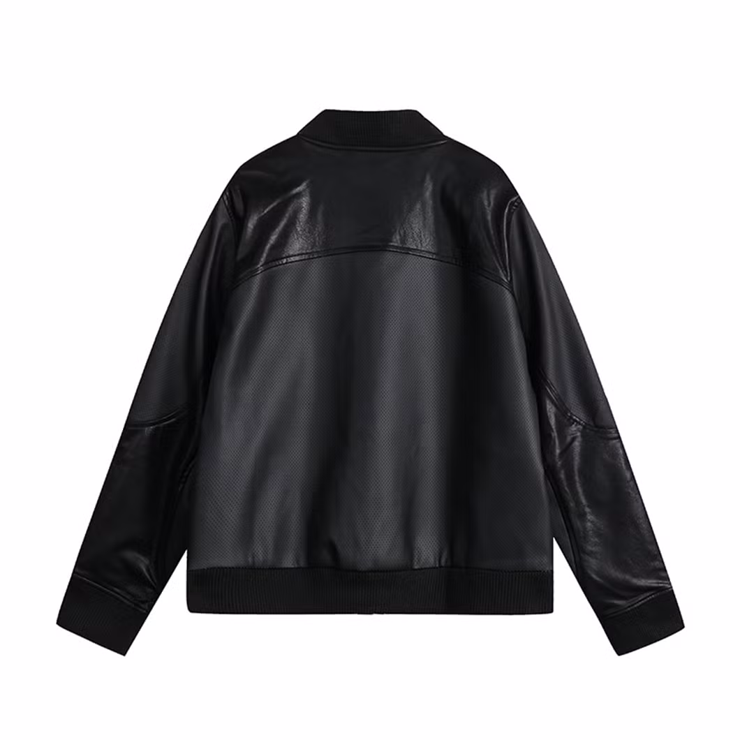 Autumn and Winter New American Vintage Biker Jacket Spliced Dirt Style Short Jacket Leather