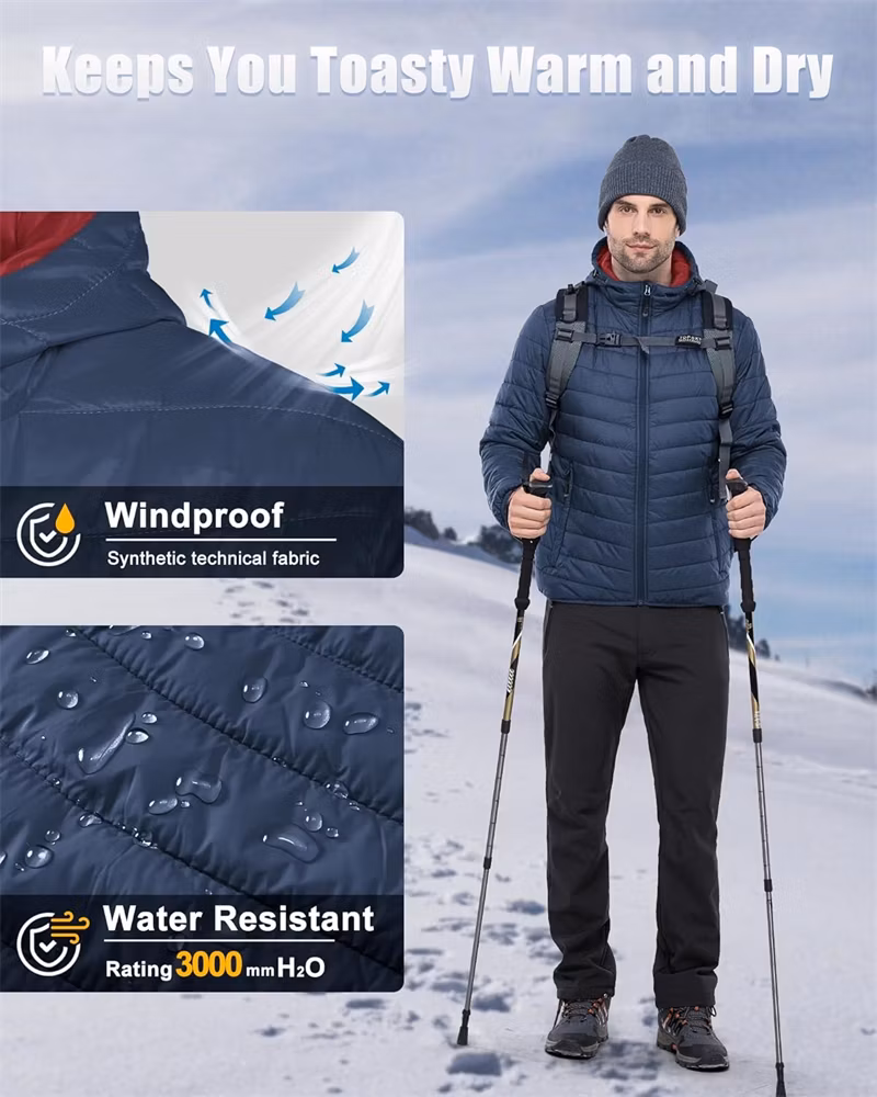 Custom Logo High Quality Padded Thick Goose Warm Breathable Waterproof Packable Polyester Winter Coat Outdoor Leisure Sports Duck Down Jacket