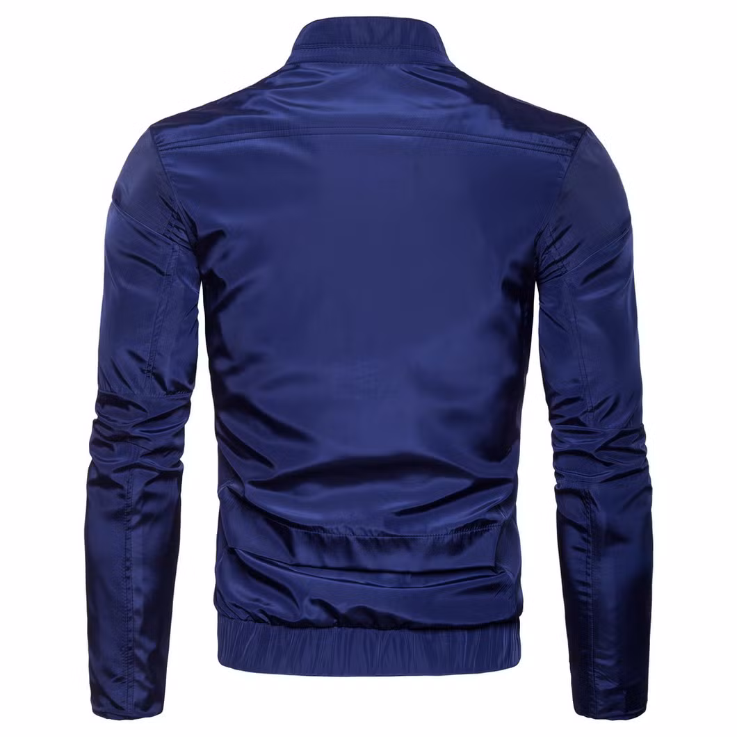 Custom Men Blue Stand up Collar Bomber Varsity Jackets College Baseball Jacket