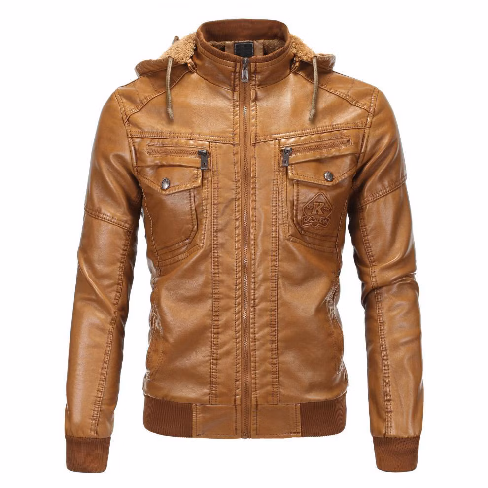 Custom PU Synthetic Leather Jacket High Quanlity Fashion Leather Jacket for Men