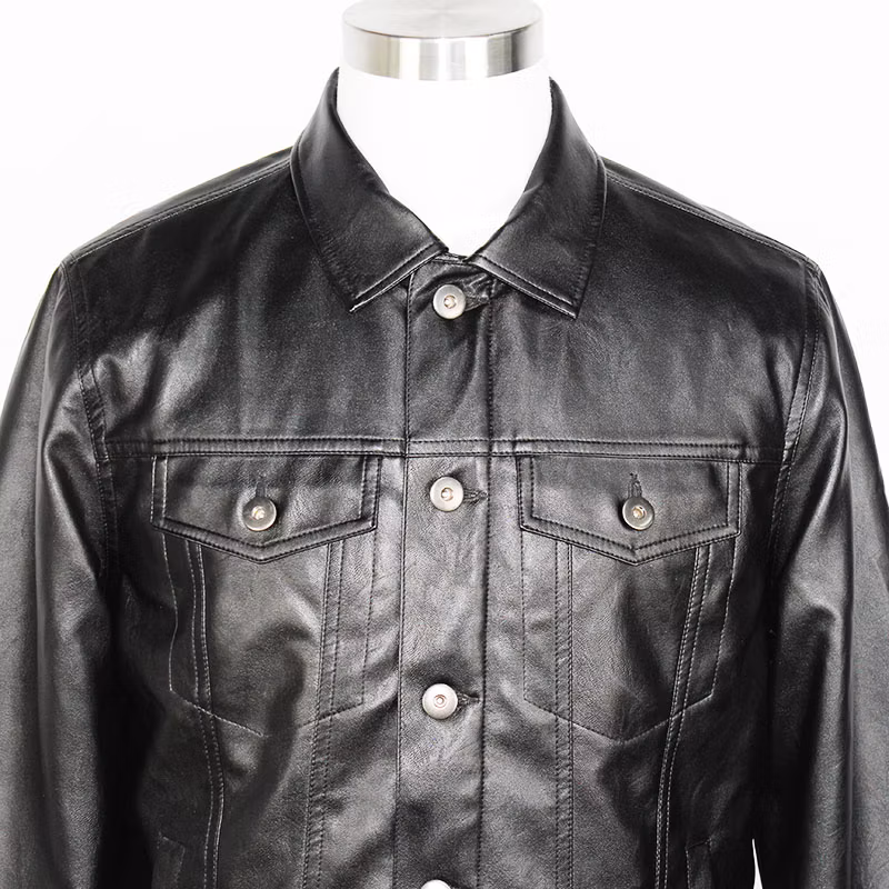Men&prime;s Vintage Black Color PU Jacket Finely Processed Spring Autumn Outdoor Casual Faux Leather Jacket