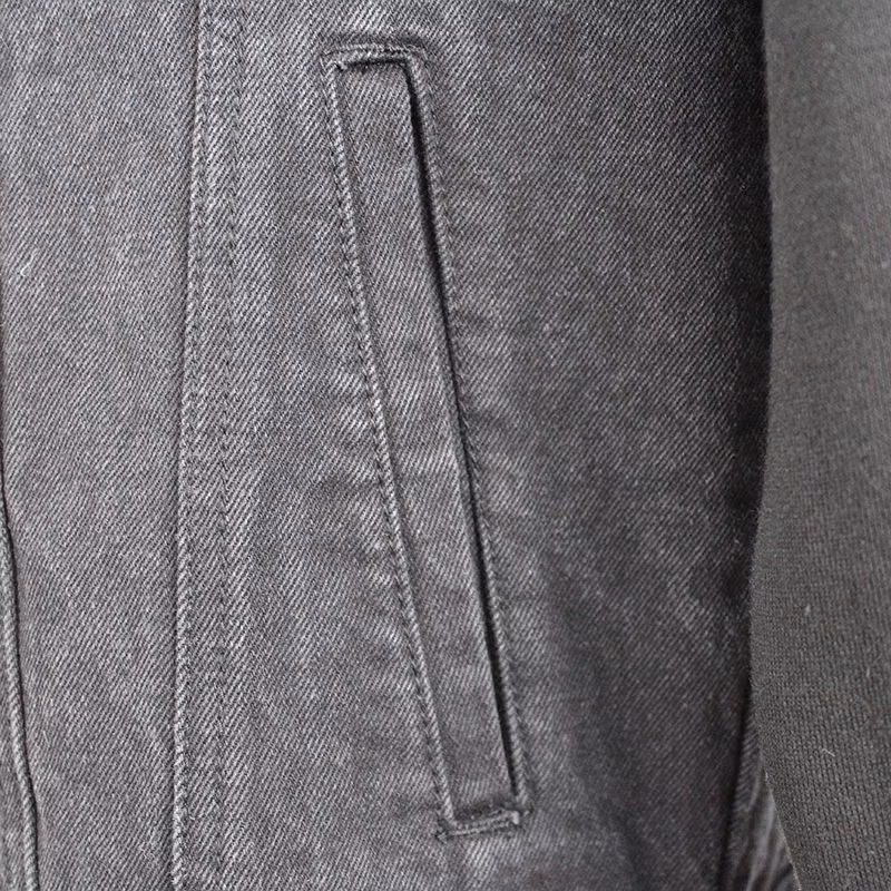 Men&prime;s Vintage Wholesale Black Cotton Denim Coat with Knit Hoodie and Sleeve Classic Casual Jacket