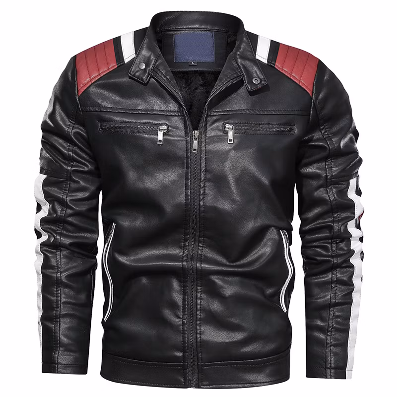 Hot Sale Men&prime;s Leather Jacket PU Synthetic Leather Motorcycle Leather Jacket PU Leather Jacket