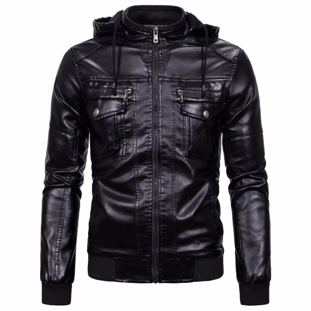 Custom PU Synthetic Leather Jacket High Quanlity Fashion Leather Jacket for Men