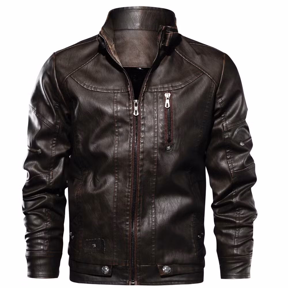Asiapo China Factory Men&prime;s Biker Motorcycle Street Classic Bomber PU Leather Jacket