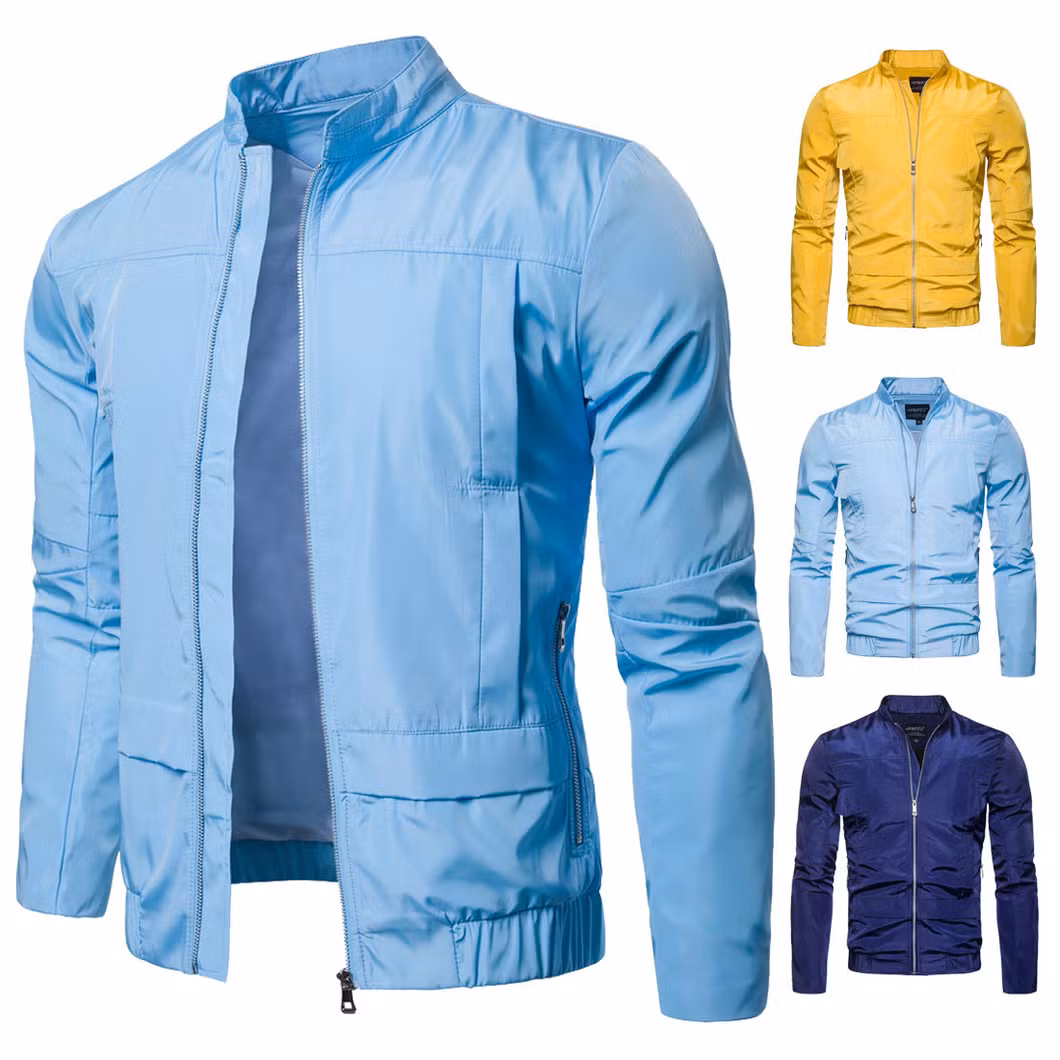 Custom Men Blue Stand up Collar Bomber Varsity Jackets College Baseball Jacket