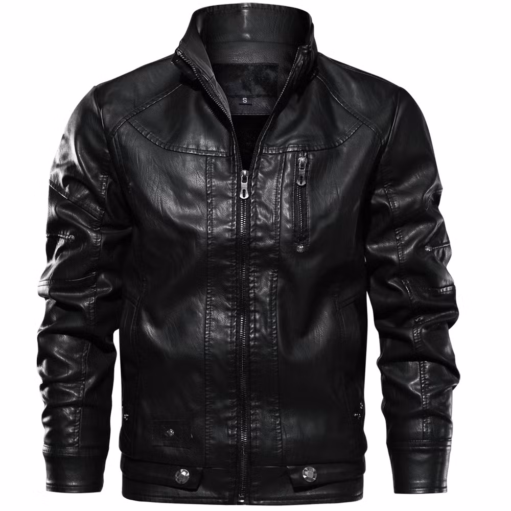 Asiapo China Factory Men&prime;s Biker Motorcycle Street Classic Bomber PU Leather Jacket