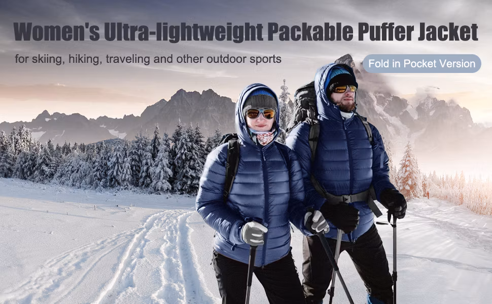 Women&prime;s Winter Fleece Coat Water-Resistant Packable Padded Puffer Down Jacket