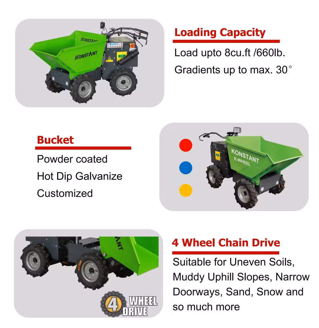 Konstant Electric Concrete Power Buggy 300kg Mini Dumper 1600W Power Barrow New
