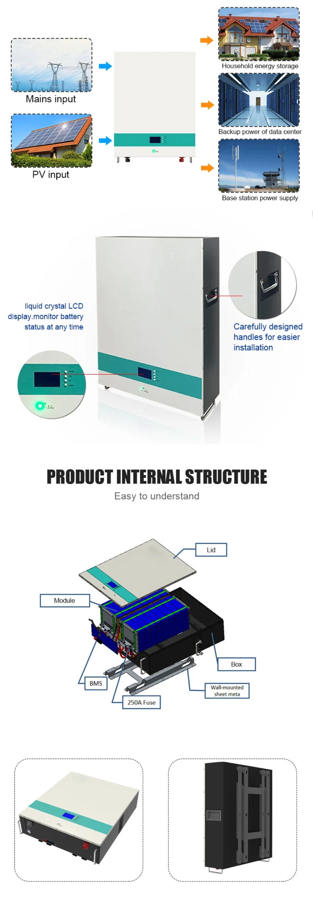 OEM 43.2v 5KW China solar system Off Grid Lithium portable power bank home