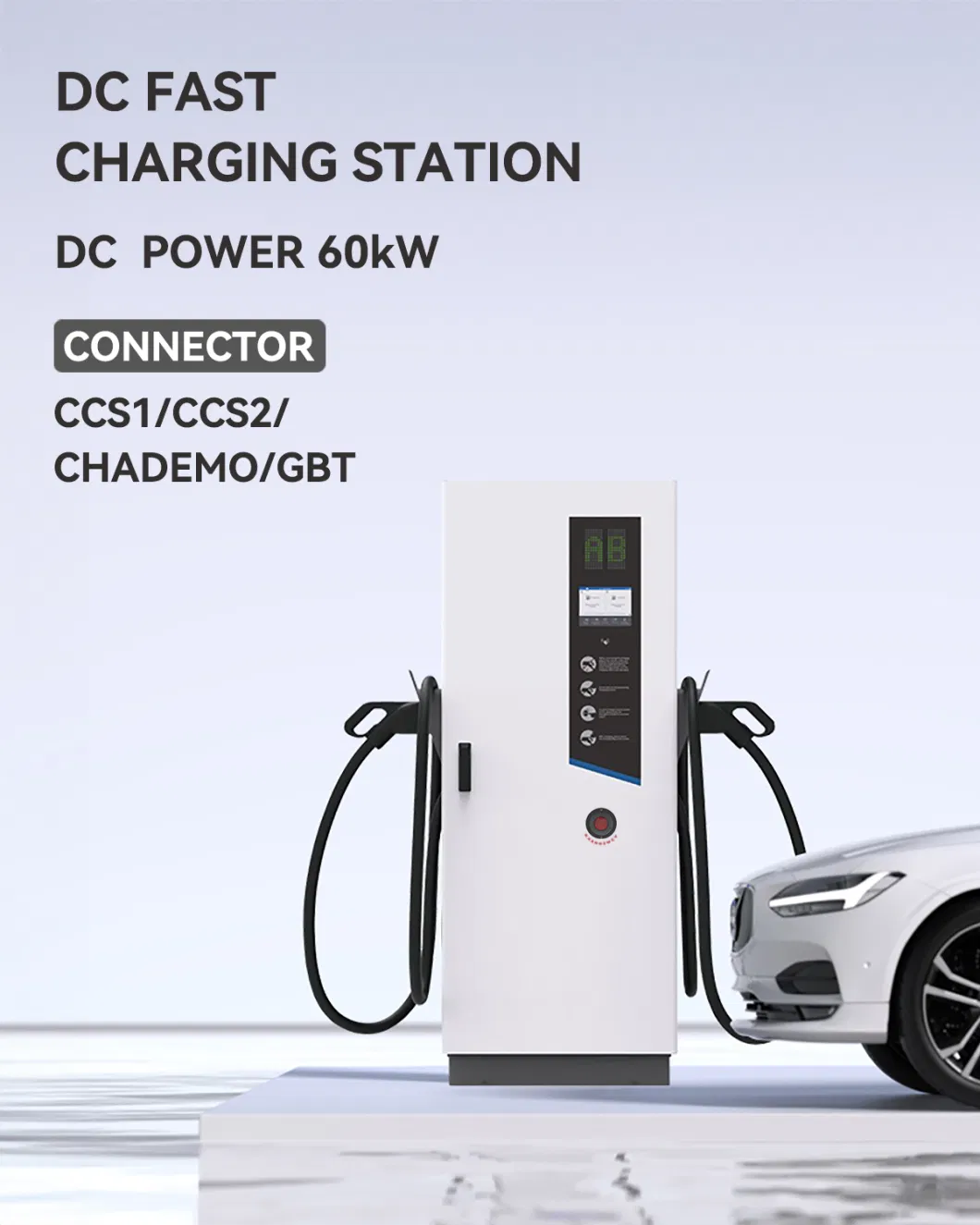 EU Us Standard DC Charge Port Double-Gun 60kw DC Charge Floor Mounted Installation Electric Vehicle Charging Station