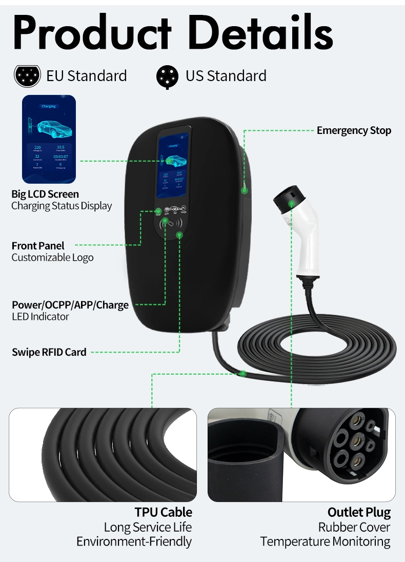 Green Science 7kw 32A Type 2 EV Wallbox with Charging Station