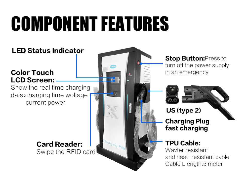 Charging Pile Charger Electric Vehicle Charge Station 160kw Double-Gun DC Charging Pile Equally Divided for Car