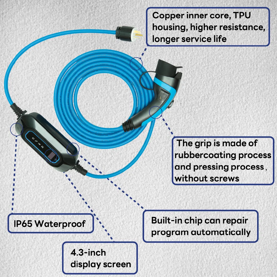 3.6kw 1 Phase Portable Electric Vehicle Charger with 5m Cable Level 2 Charger Schuko 16A