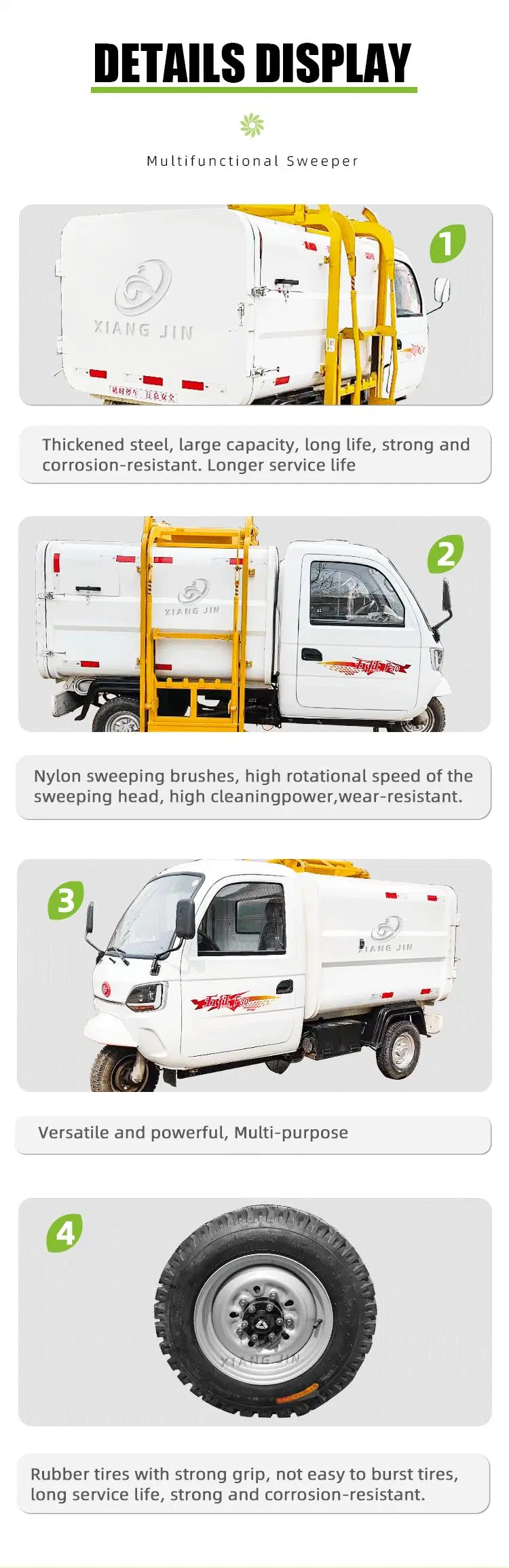 Side Loading Collector Tricycles High Quality Garbage Collector Truck Vehicles New Energy for Brazil