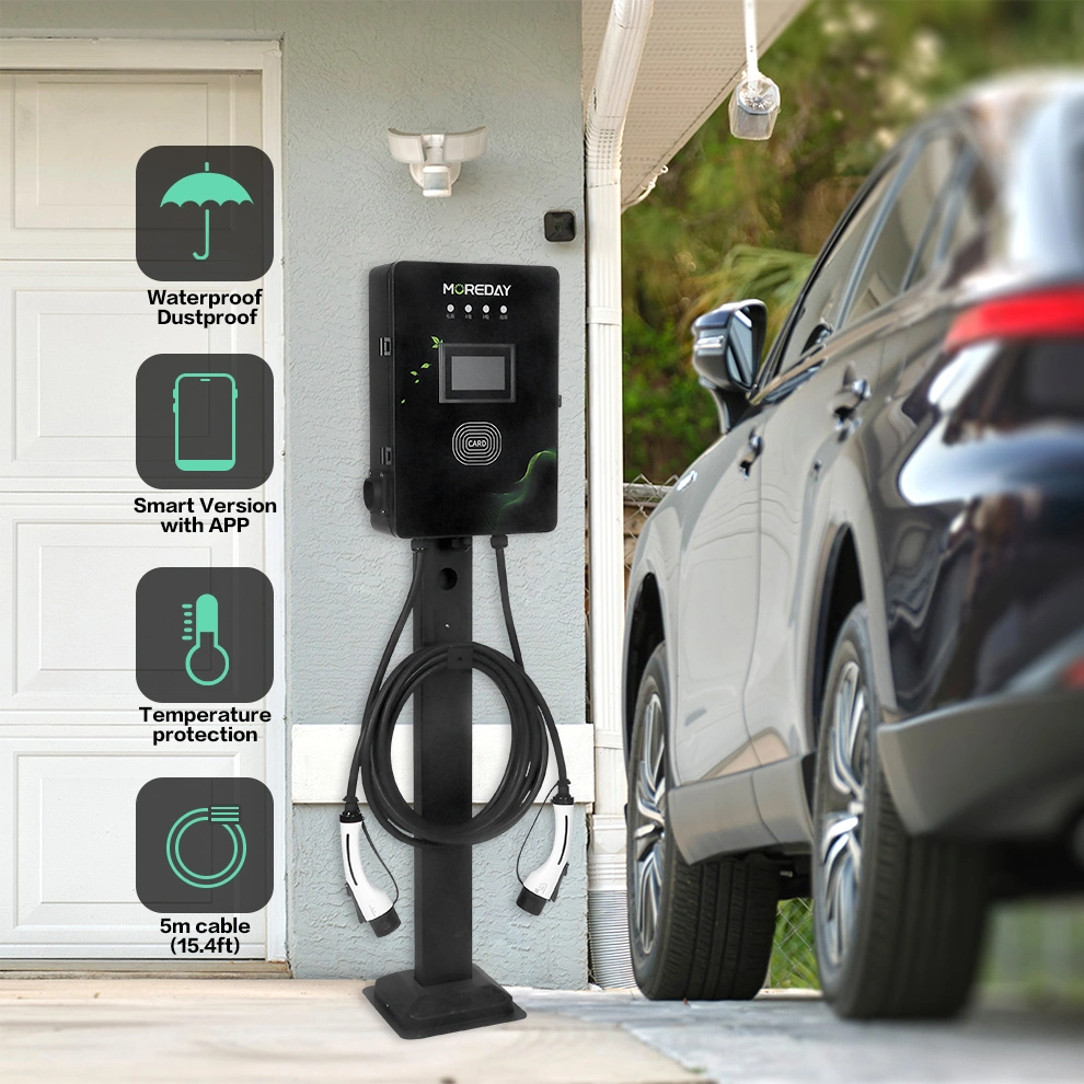 Outdoor IP 54 EV Charger Home Use 7kw 11kw Single Phase Three Phase Electric Vehicle Charging Station