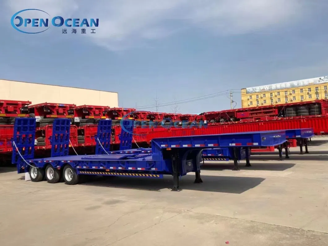 Africa Mining Loading 2 3 4 Axles Two Flatbed Semitrailer Container Trailer Container Dump Skeleton Truck Low Boy Dolly Lowbed Truck Trailer Vehicle Transport