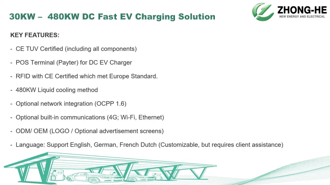 Zhonghe High Charging Rates DC Fast EV Charging Staiton Car Charger CCS2/Gbt