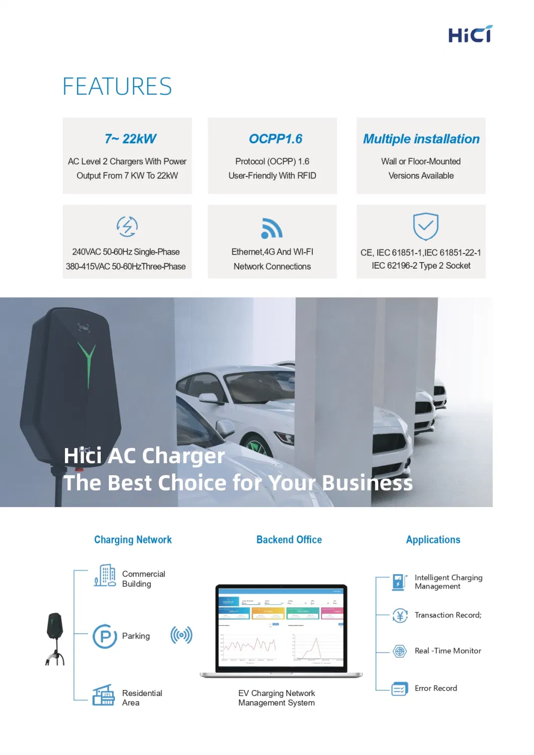 Home Smart AC EV Charger 22kw 32A Type2