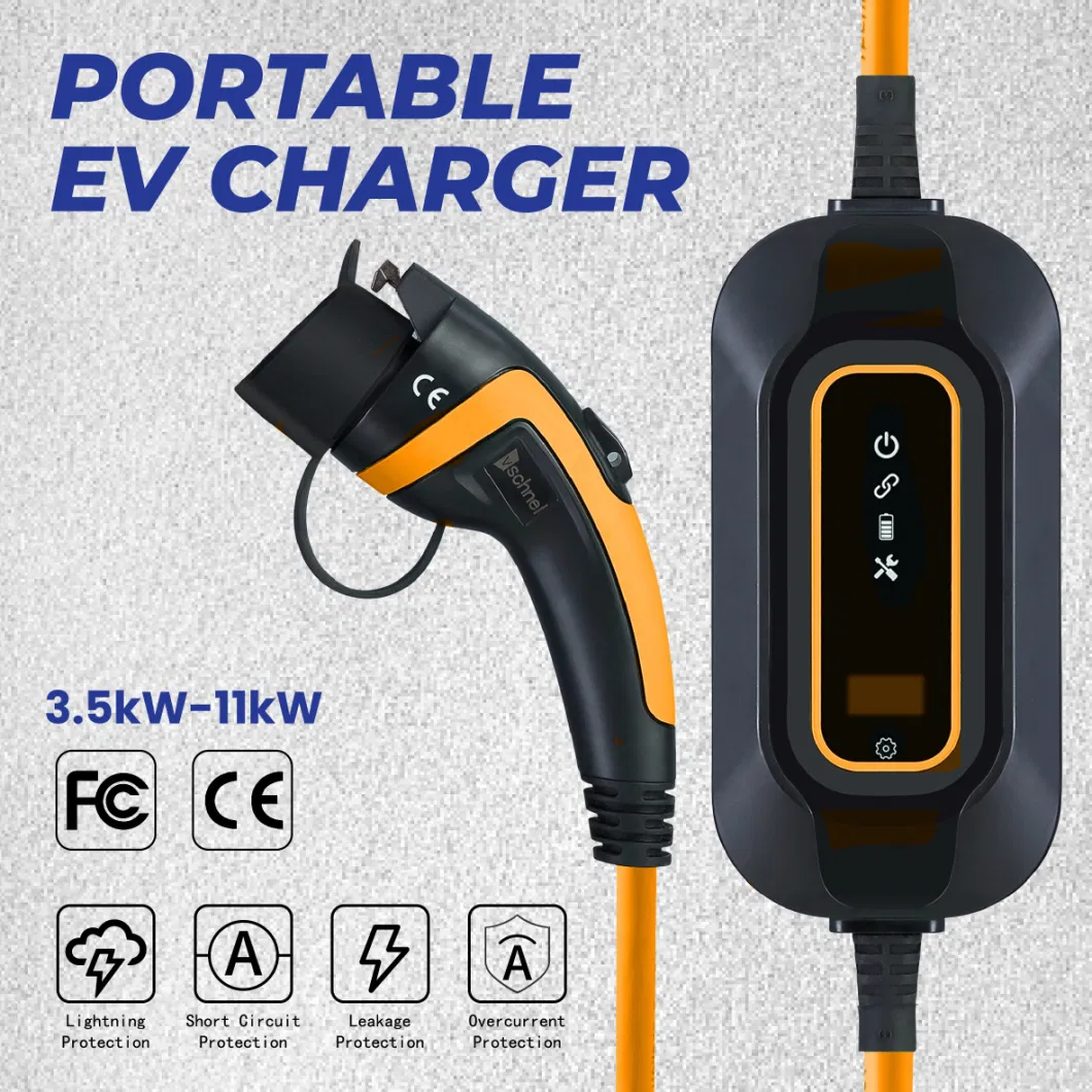 Electric Vehicle Charger Level 2 &amp; Level 1 16AMP 110V-240V Portable EV Home Charging Station Adjustable Current