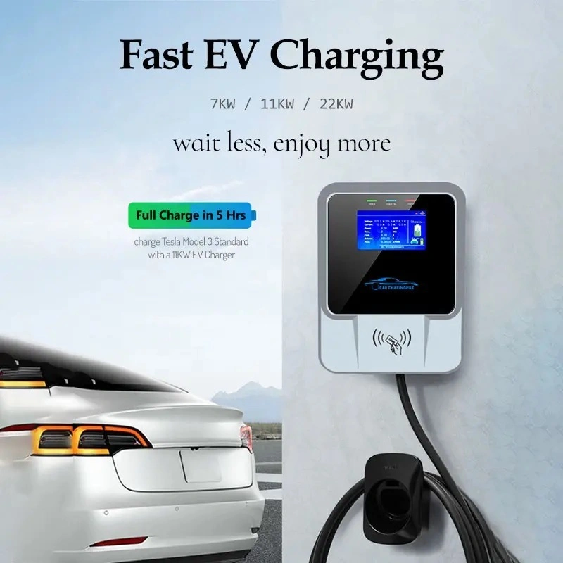 IP66 Waterproof EV Car Charger 32A 7kw 22kw Type 2 Floor-Mounted Wallbox Charging Stations for Home Electric Vehicles