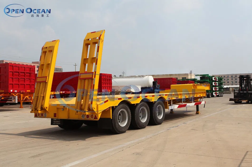 Africa Mining Loading 2 3 4 Axles Two Flatbed Semitrailer Container Trailer Container Dump Skeleton Truck Low Boy Dolly Lowbed Truck Trailer Vehicle Transport