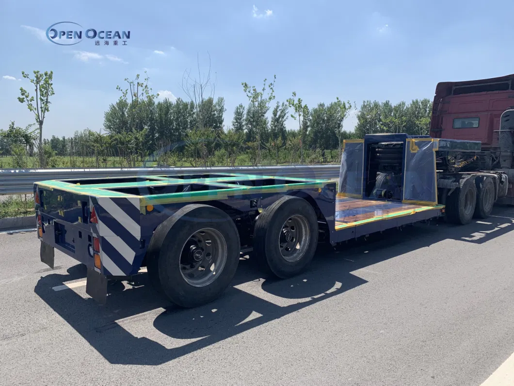 Africa Mining Loading 2 3 4 Axles Two Flatbed Semitrailer Container Trailer Container Dump Skeleton Truck Low Boy Dolly Lowbed Truck Trailer Vehicle Transport