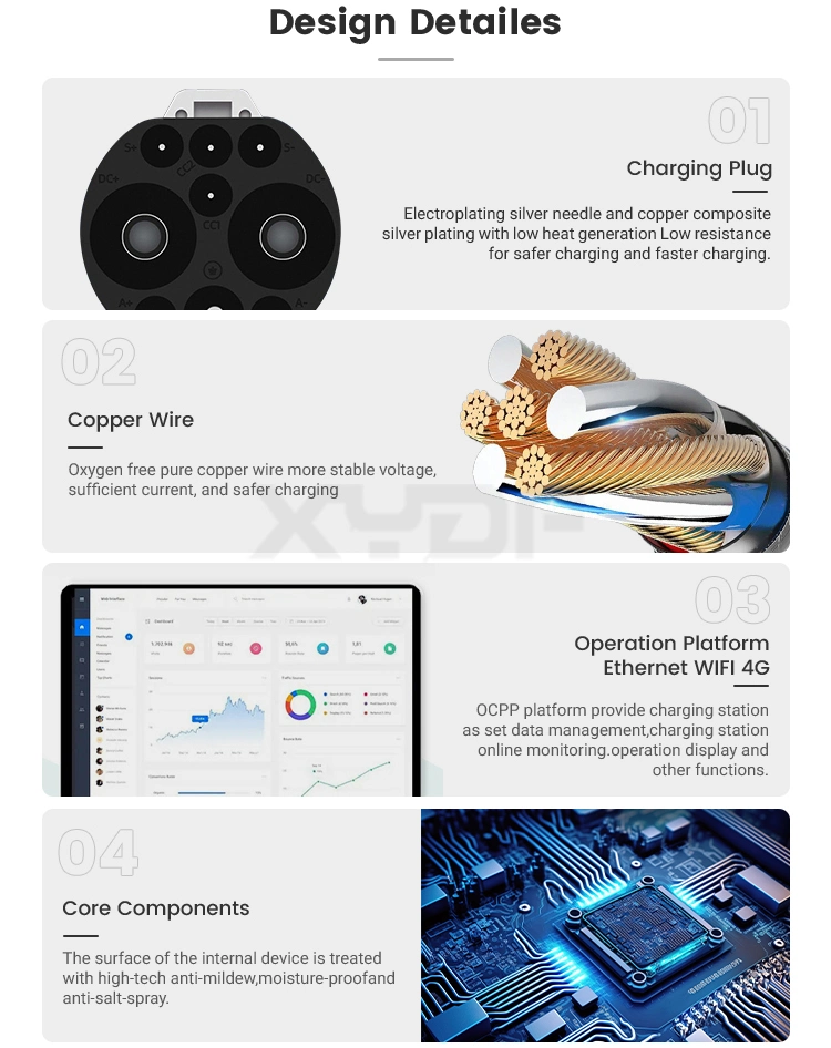 Xydf Double Gun Gbt, CCS1, CCS2, Chademo EV Charger 60/120kw Fast EV Charger Portable Electric Vehicle Charging Station