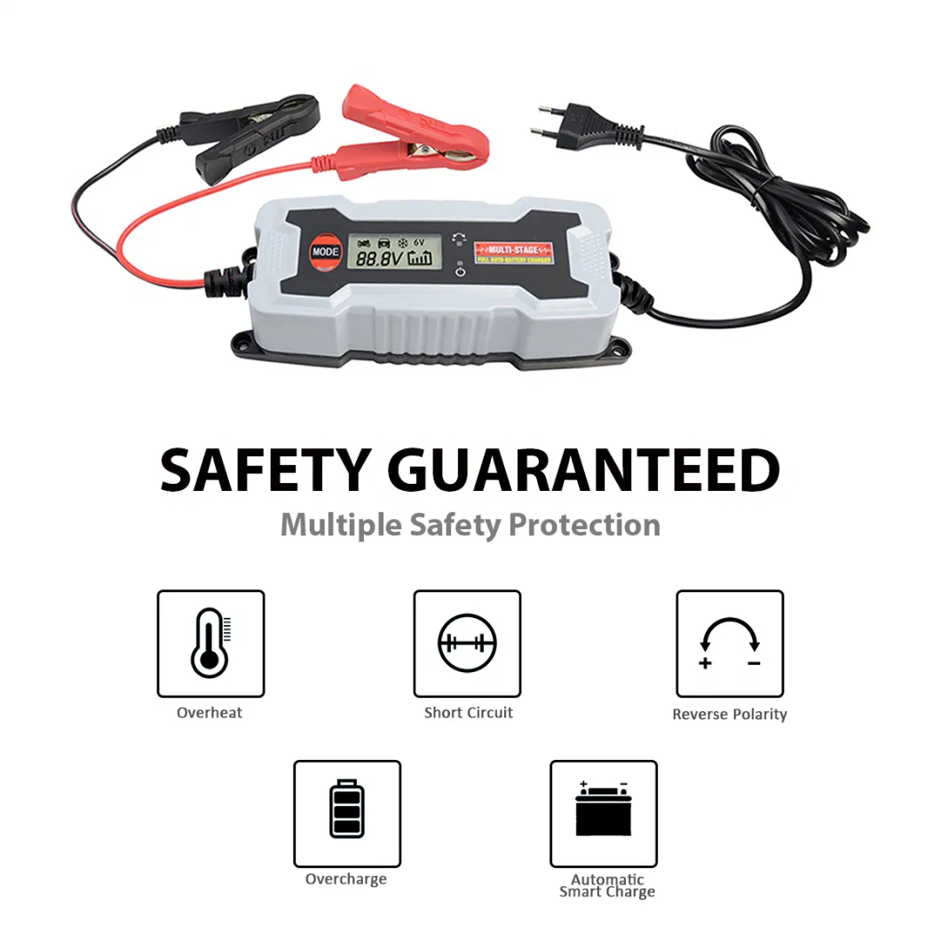 Car Battery Charger 6V/12V/ 4A Automatic Smart Battery Charger/Maintainer with LCD Display for Car, Lawn Mower, Motorcycle, Boat, SUV and More&mldr;