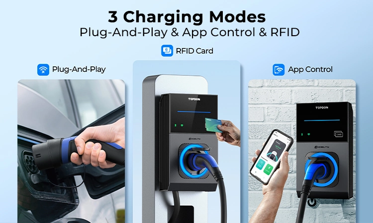 Topdon EU UK Stock New Pulseq AC PRO 7kw 11kw 22kw Ocpp Single 3 Phase 16A 32AMP Type 2 EV Charging Station RFID WiFi Smart APP Wall EV Charger for Electric Car