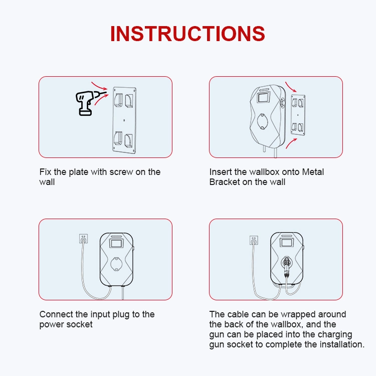 22kw 32A Type2 Mode3 Wall Box EV Charger with TUV Certified