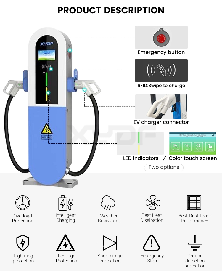 Xydf Double Gun CCS1 CCS2 Chademo Gbt EV Fast Charger 360kw Electric Cars EV Fast Charging Station with 7 Inch LCD Screen