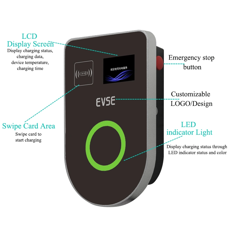 Type 2 Wall Mounted Smart Home Electric Vehicle Charging Station 7kw 11kw 22kw AC Electric EV Car Charger