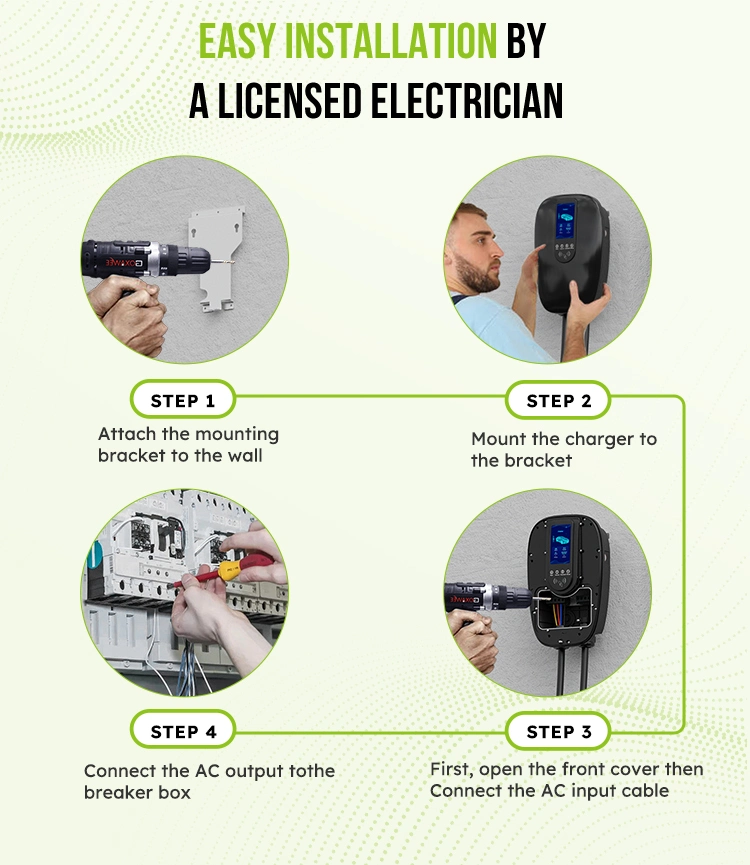 EV Charger Station 7kw EV Charger IP65 Outdoor Installation