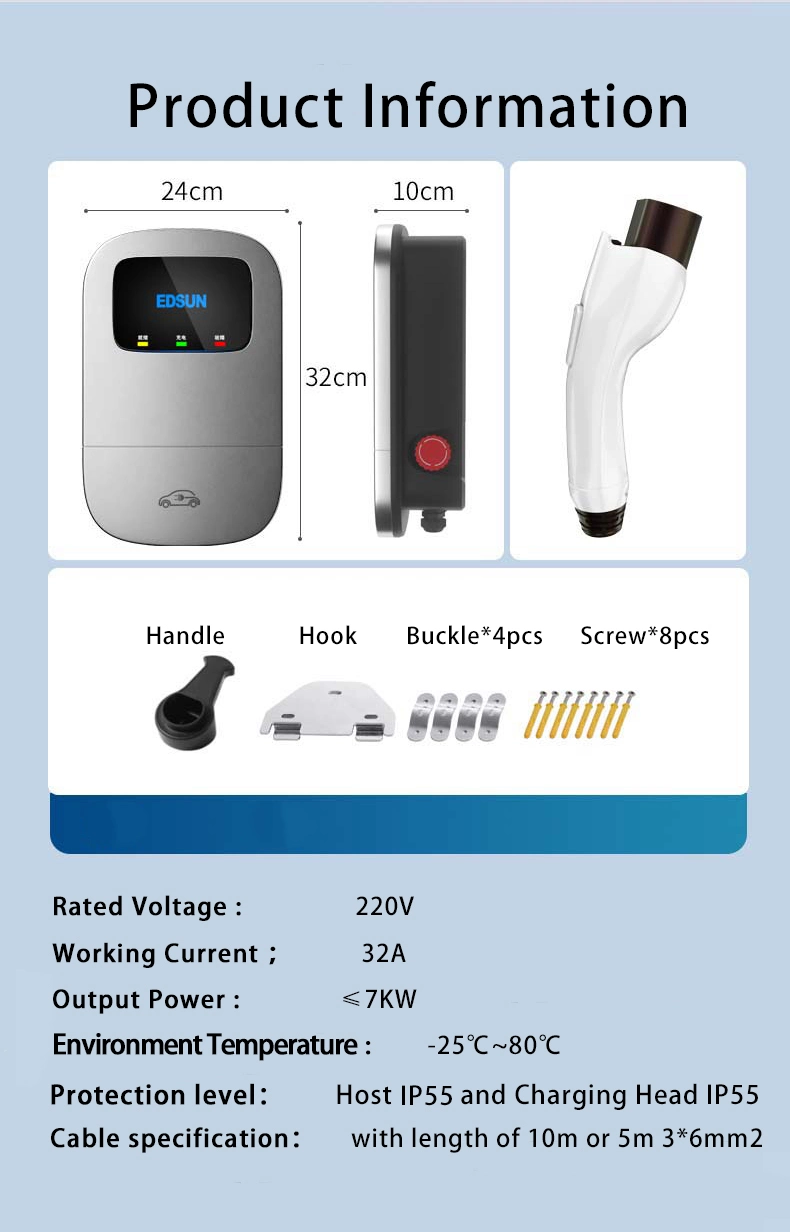 7kw Home Smart Electric Vehicle (EV) Charger up to 32AMP, 220V