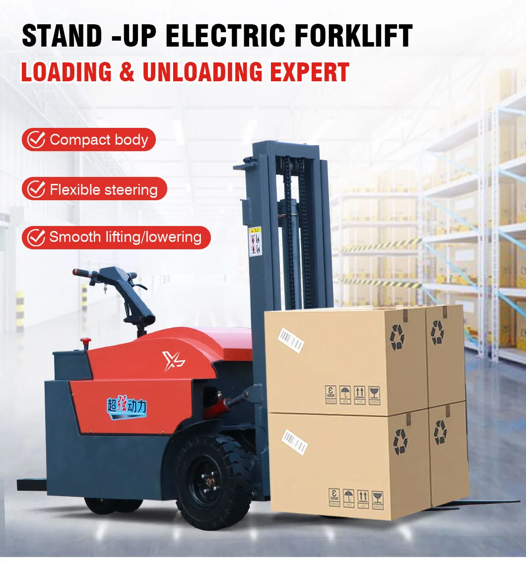 Station Driven All Electric Forklift Small Hydraulic Elevating Stacker 1ton off-Road Loading and Unloading Vehicle