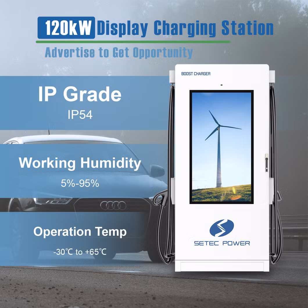 SETEC POWER High-Power 120kW Fast DC EV Charger PowerAds with Business Display Ads Electric Vehicle Charging Station