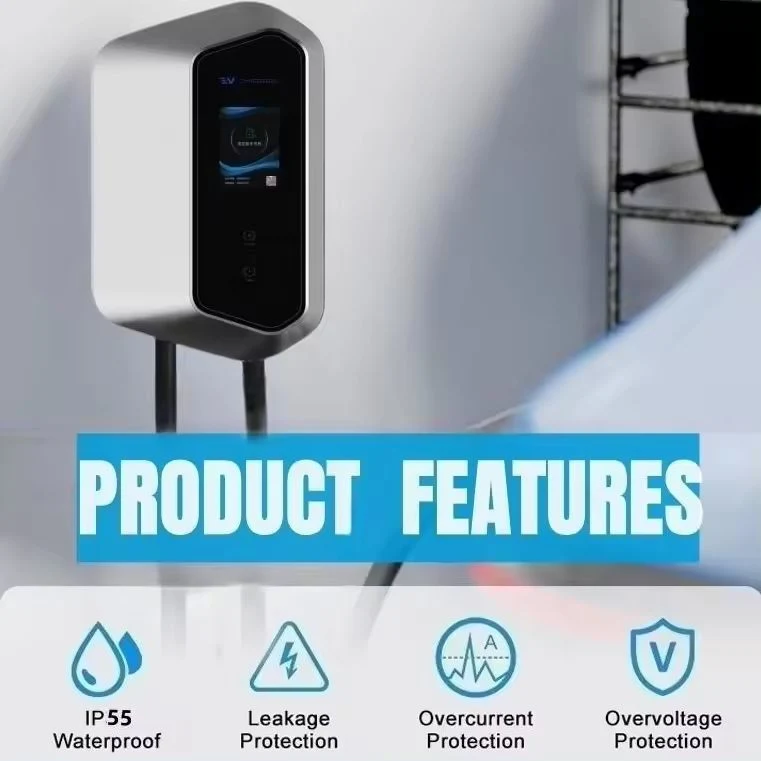 EV Charging Station 11kw Type 2 APP Electric Car Charger Wallbox with 32A Rated Current Output Power Options of 7kw 22kw