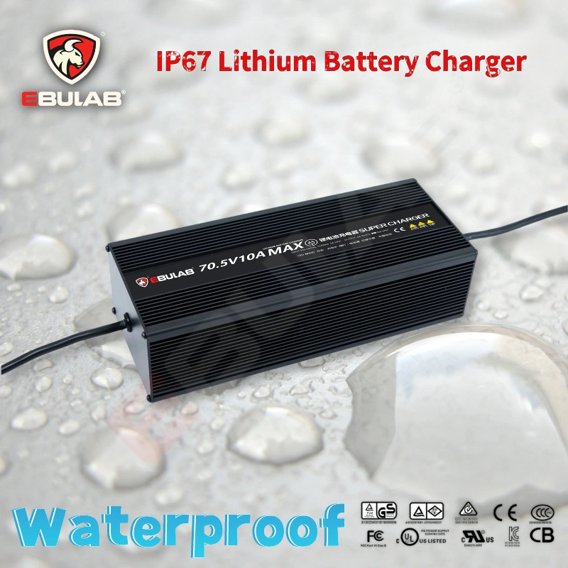 60V IP67 Waterproof Battery Charger with Pfc 71.4V 10A Electric Motorcycle Charger