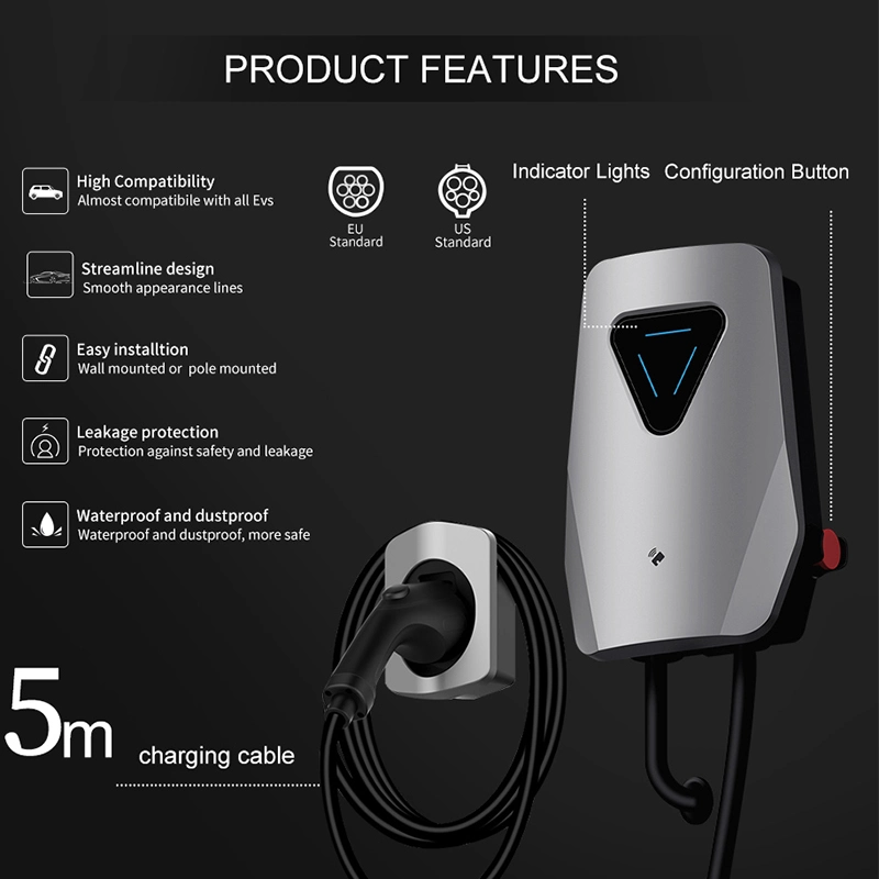 Factory Electric Vehicle Charger 22kw 3 Phase Wallbox EV Charger Level 2 Electric Car Charging Station Portable Car Charging Station