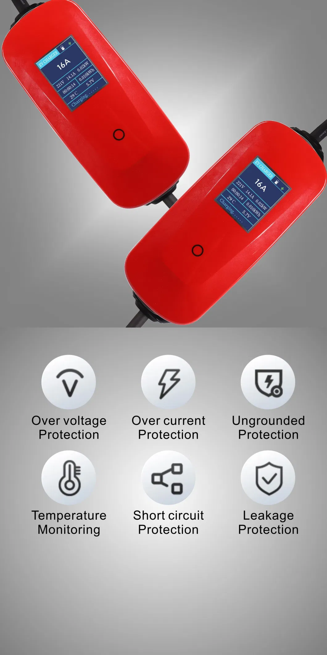 Ee S&T High End European Standard 3.5kw Portable Home Electric Car Charger in Popular Red Color Single Phase EV Charging Station