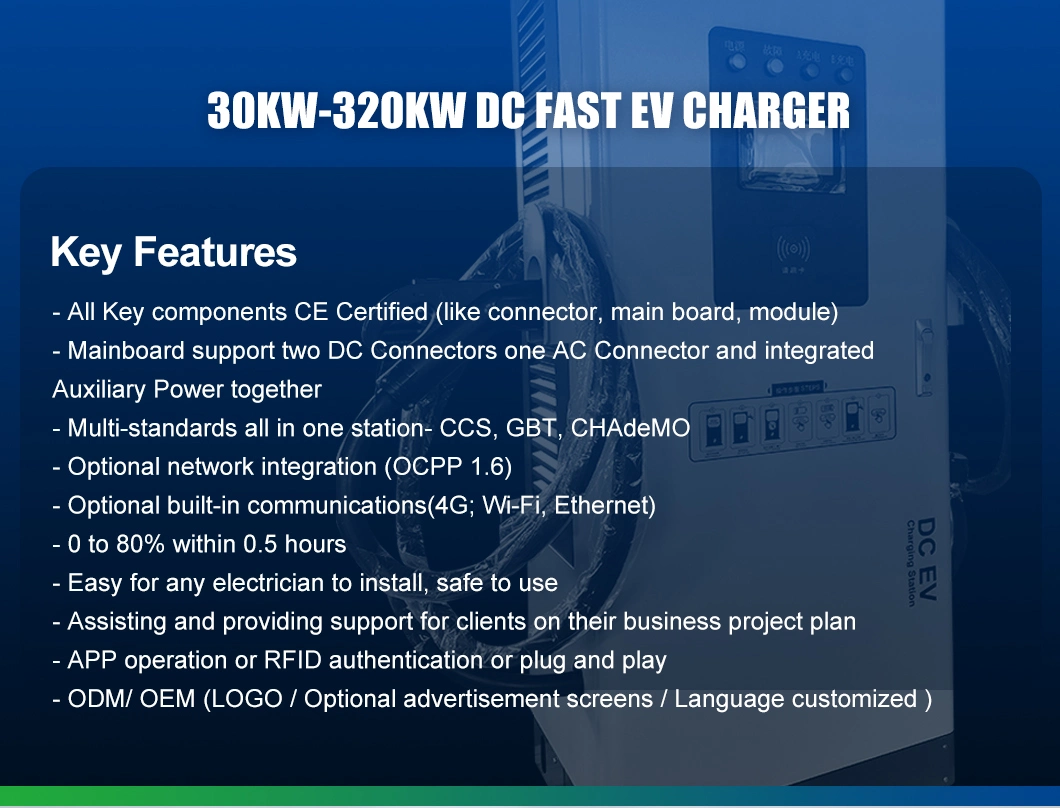 Zhonghe 30kw40kkw EV DC Charger Pile Pedestal Installation Commercial CCS Chademo Gbt Electric Vehicle Charging Station