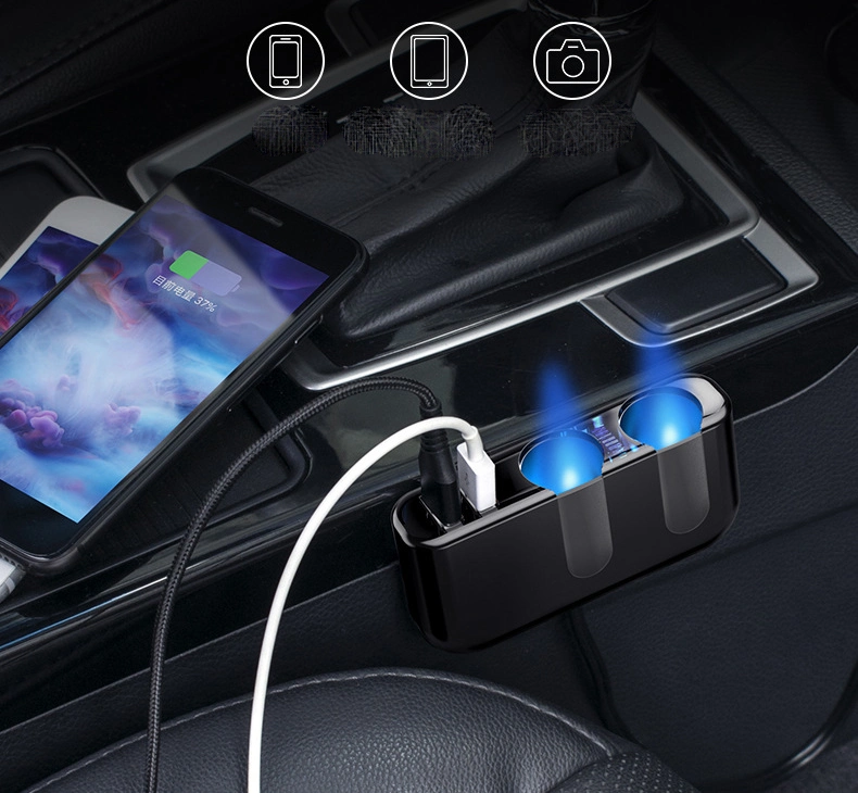 Multi-Function Car Cigarette Lighter One Drag Three Vehicle Mobile Phone Charger