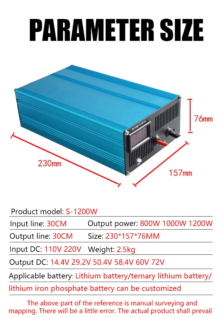 DC Battery Charger Lithium Battery Fast Charger Lithium Iron Phosphate 29.2V 36A