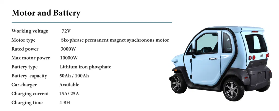 High Performance Two Person European Certificate Electric Cars Adults Vehicle